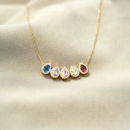 CUSTOM S925 1-8 TEARDROP BIRTHSTONE NECKLACE