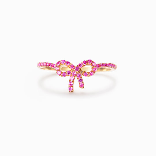 PINK PAVÉ BOW RING-GIFTS FOR WOMEN, 925 SILVER RINGS