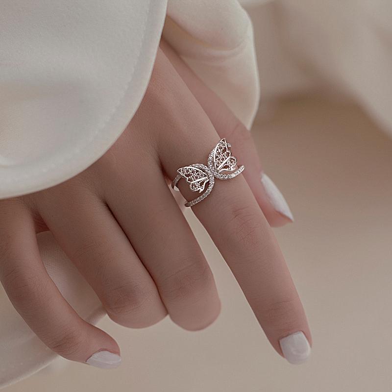 S925 Silver Vintage Baroque Butterfly Queen Ring