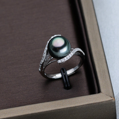 S925 Tahitian Black Pearl Ring