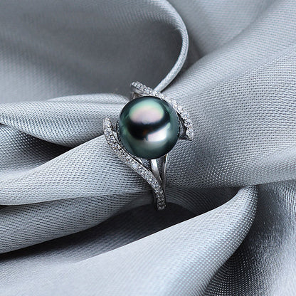 S925 Tahitian Black Pearl Ring