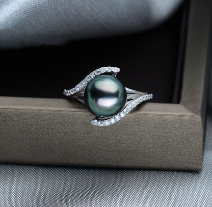 S925 Tahitian Black Pearl Ring