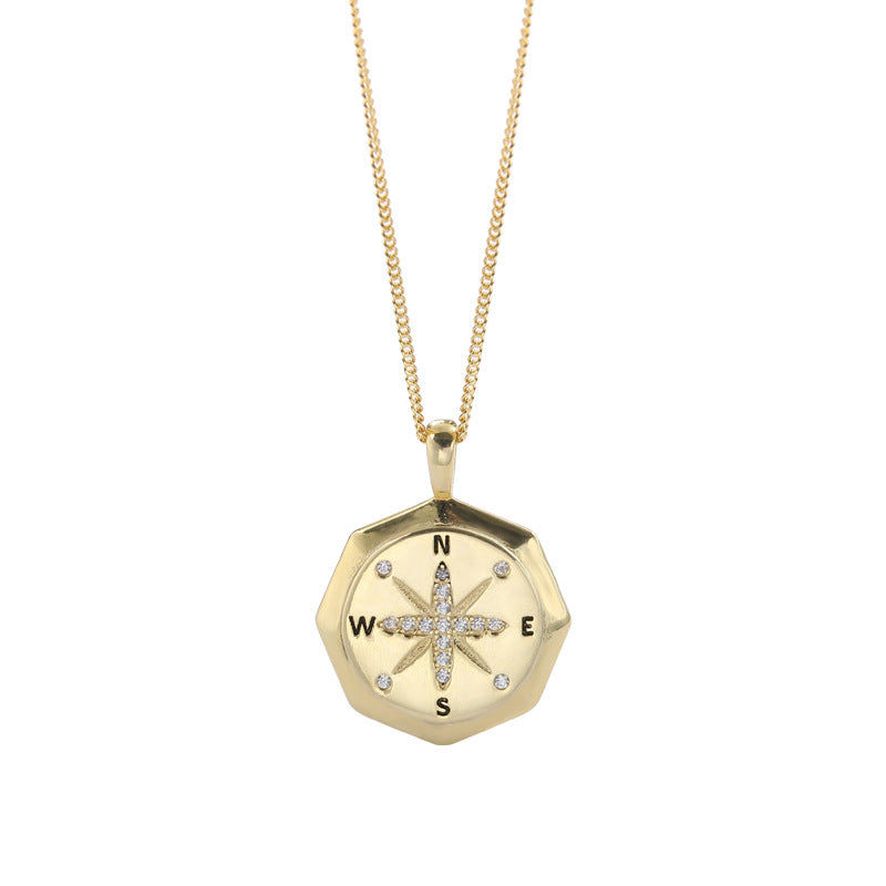 S925 Love pendant pearl & Compass necklace