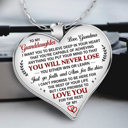 To my granddaughter Heart pendant necklace