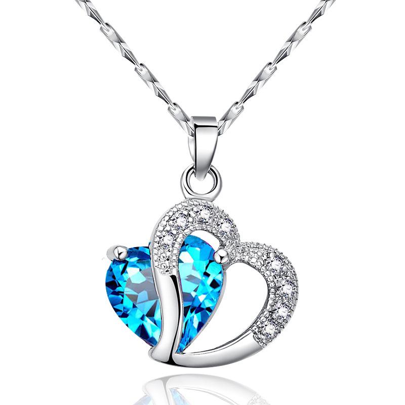 S925 Purple Heart Cut Pendant  Necklace