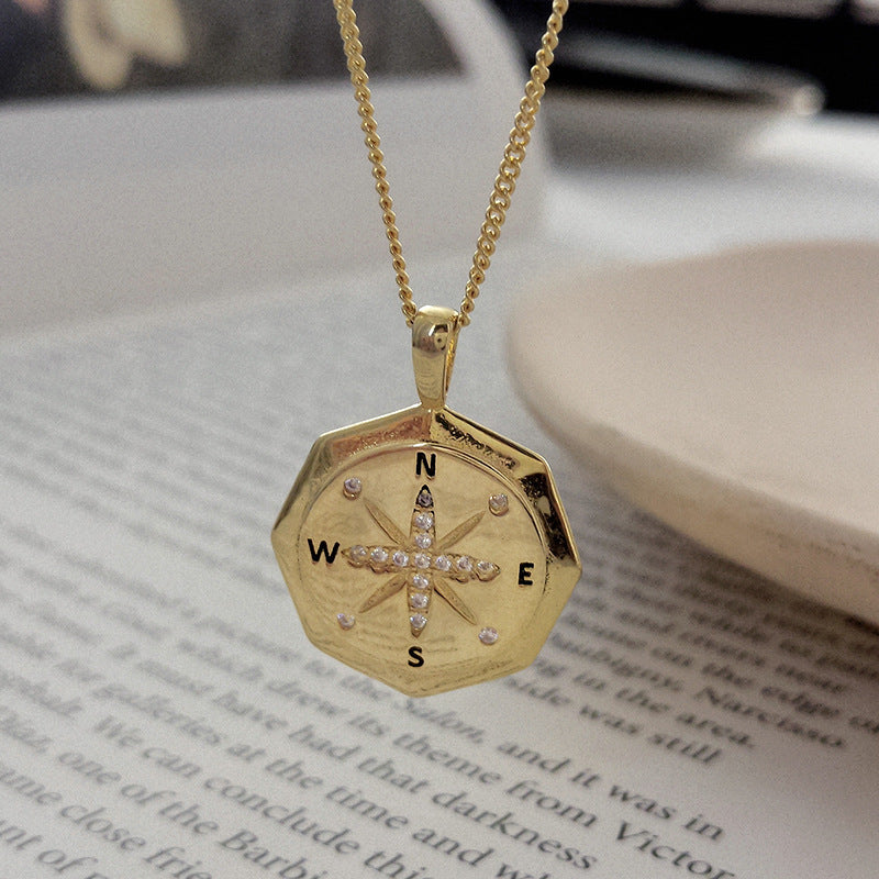 S925 Love pendant pearl & Compass necklace