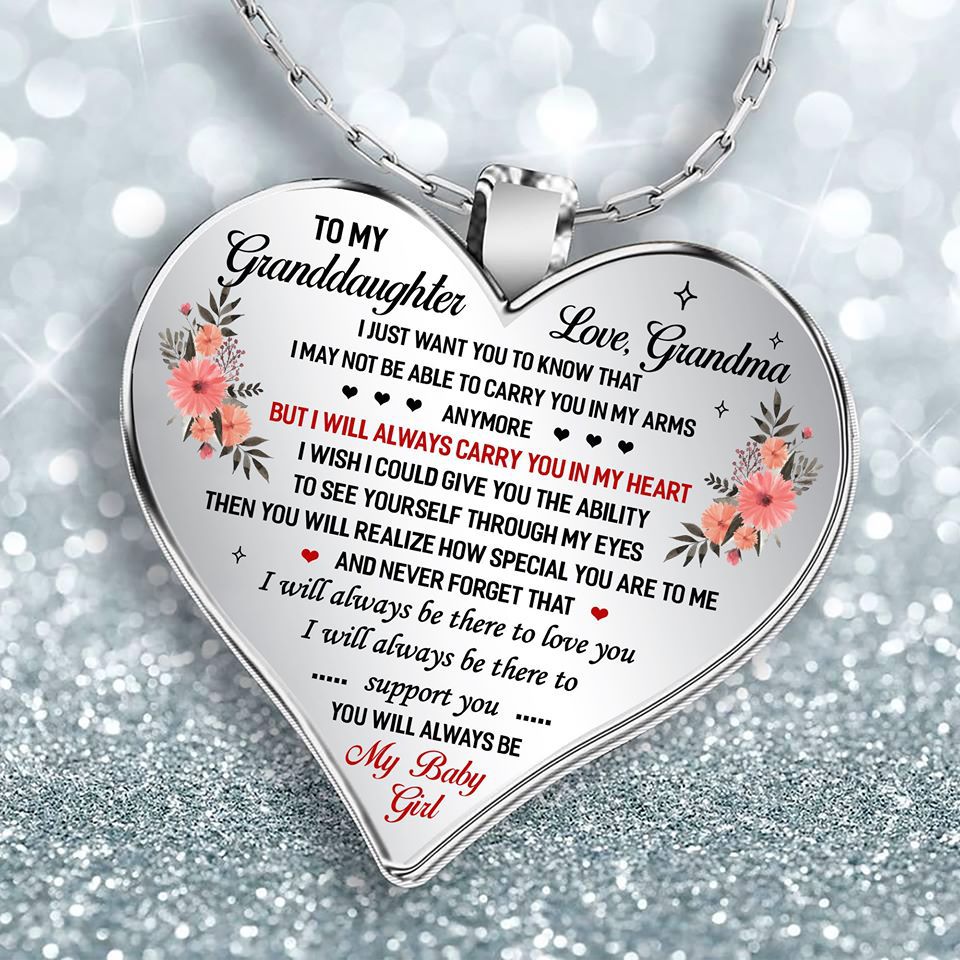 To my granddaughter Heart pendant necklace