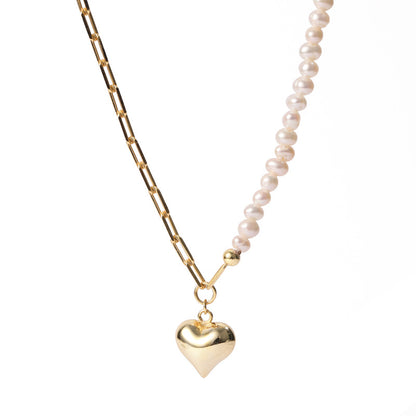 S925 Love pendant pearl & Compass necklace