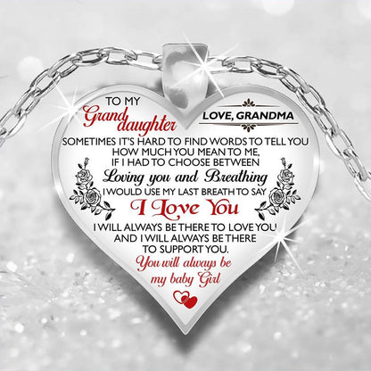 To my granddaughter Heart pendant necklace