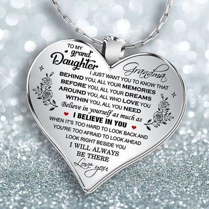 To my granddaughter Heart pendant necklace