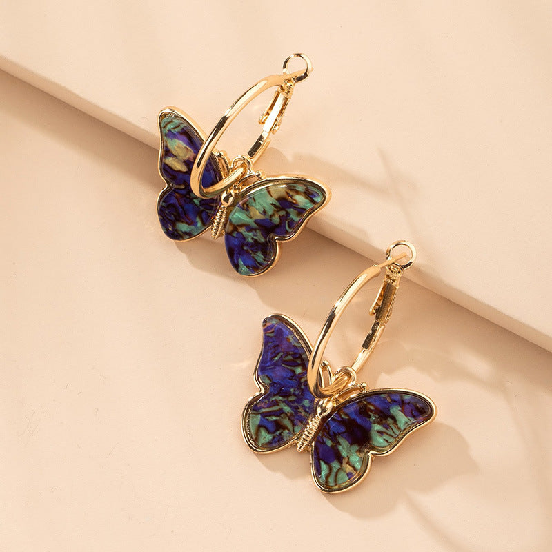 Colorful Glass Butterfly Earrings