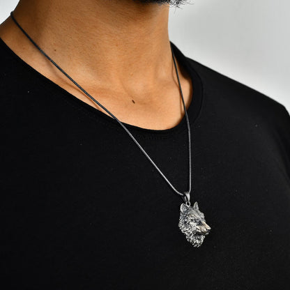 Silver Wolf Pendant Necklace