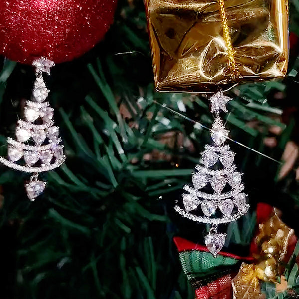 Sparkling Cubic Zirconia Christmas Earrings