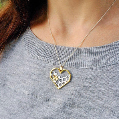 S925 LOVE HEART HONEYCOMB NECKLACE