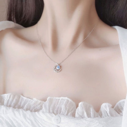 S925 Crescent Planet Necklace