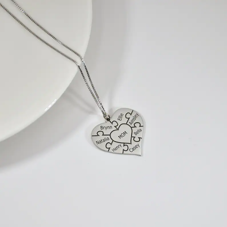 Personalized Heart Puzzle Necklace