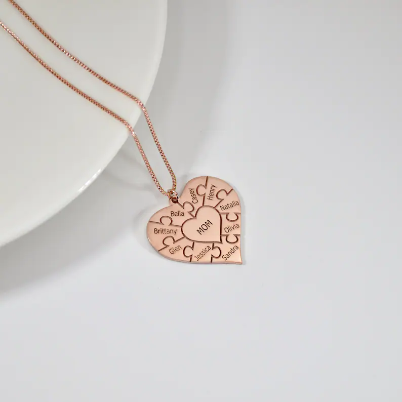 Personalized Heart Puzzle Necklace