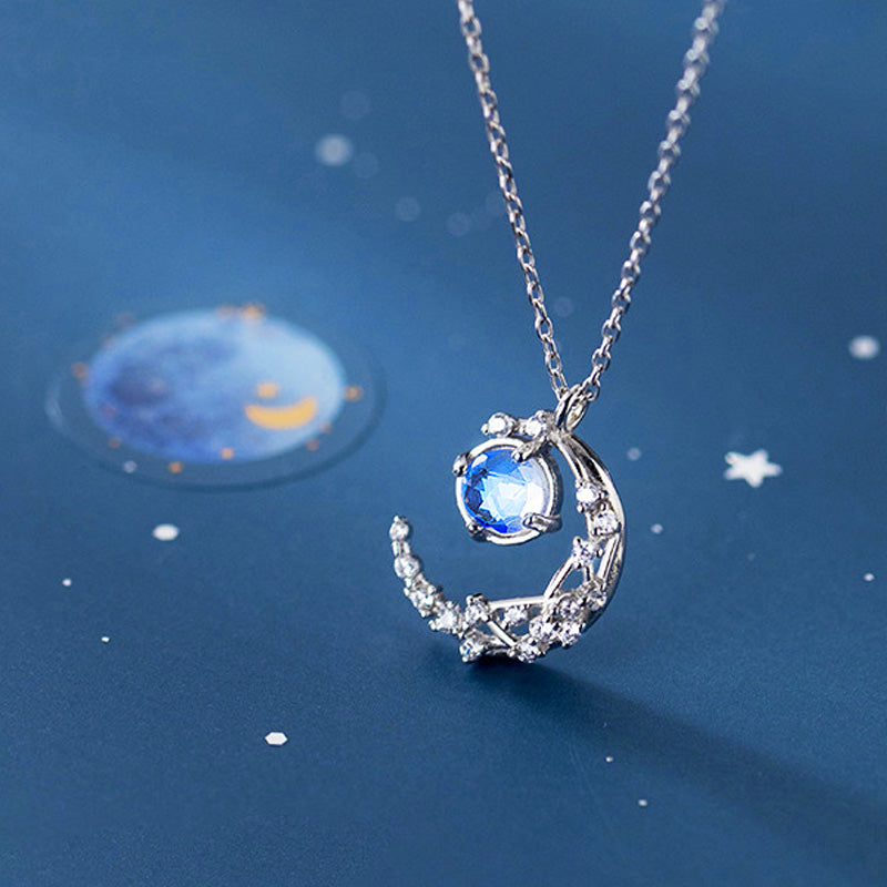 S925 Crescent Planet Necklace