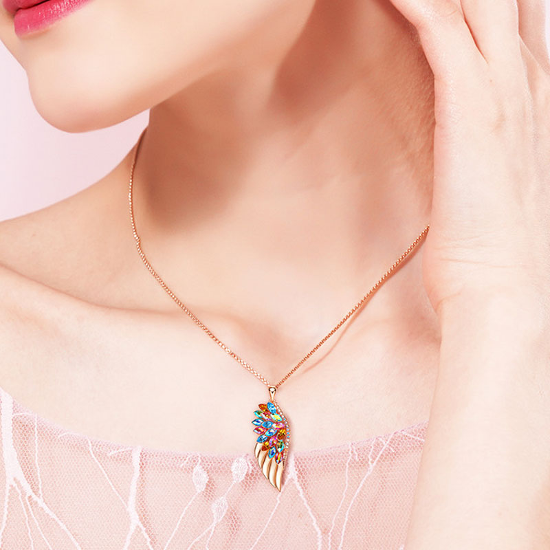 925 Brave colorful wings necklace