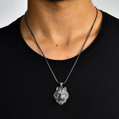 Silver Wolf Pendant Necklace