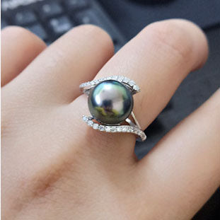 S925 Tahitian Black Pearl Ring