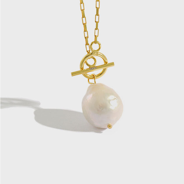 S925 Baroque Pearl Pendant OT Necklace