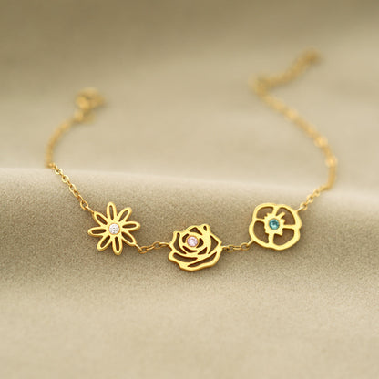 1-8 Birth Flowers Bracelet-Perfect Gift for Mom