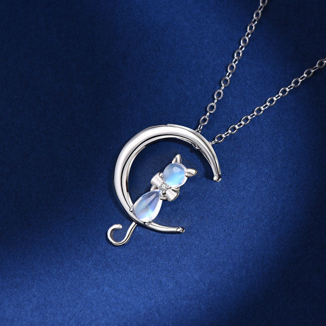 S925 Cat & Moon Necklace