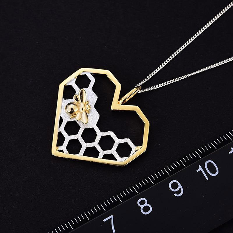 S925 LOVE HEART HONEYCOMB NECKLACE