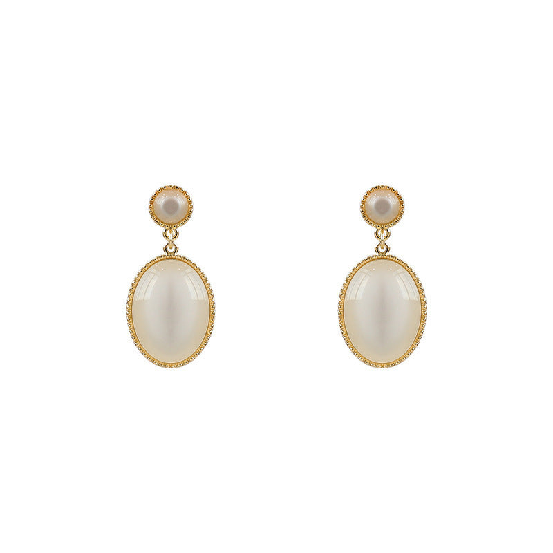 White Stone Drop Earrings