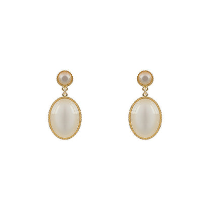 White Stone Drop Earrings