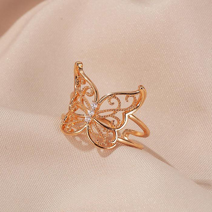 Vintage Baroque Openwork Butterfly Queen Ring