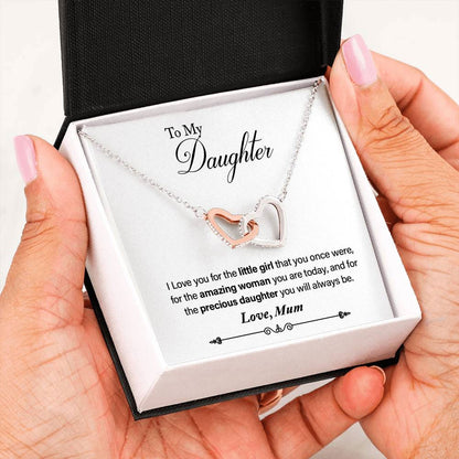 TO MY DAUGHTER - 'I LOVE YOU FOR THE LITTLE GIRL' INTERLOCKING HEARTS NECKLACE