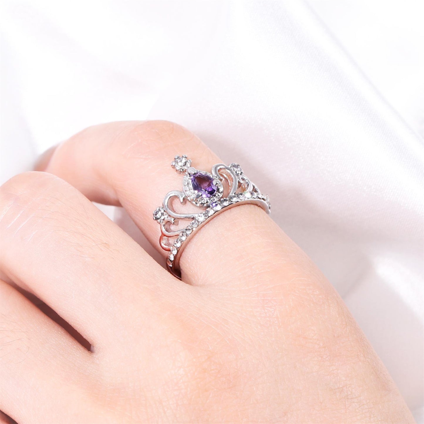 S925 Purple Gemstone Tiara Ring