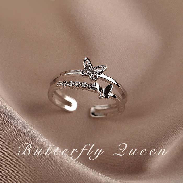 S925 Silver Vintage Baroque Butterfly Queen Ring