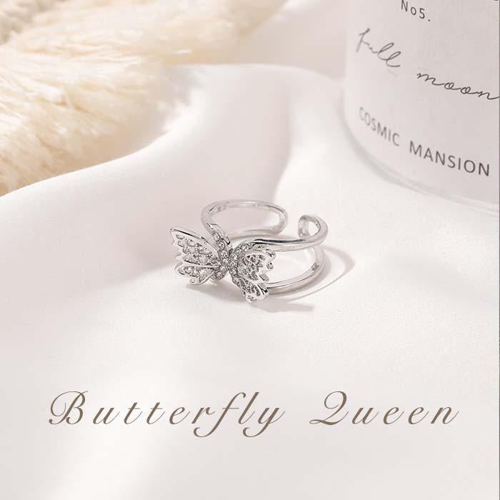 S925 Silver Vintage Baroque Butterfly Queen Ring