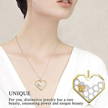 S925 LOVE HEART HONEYCOMB NECKLACE