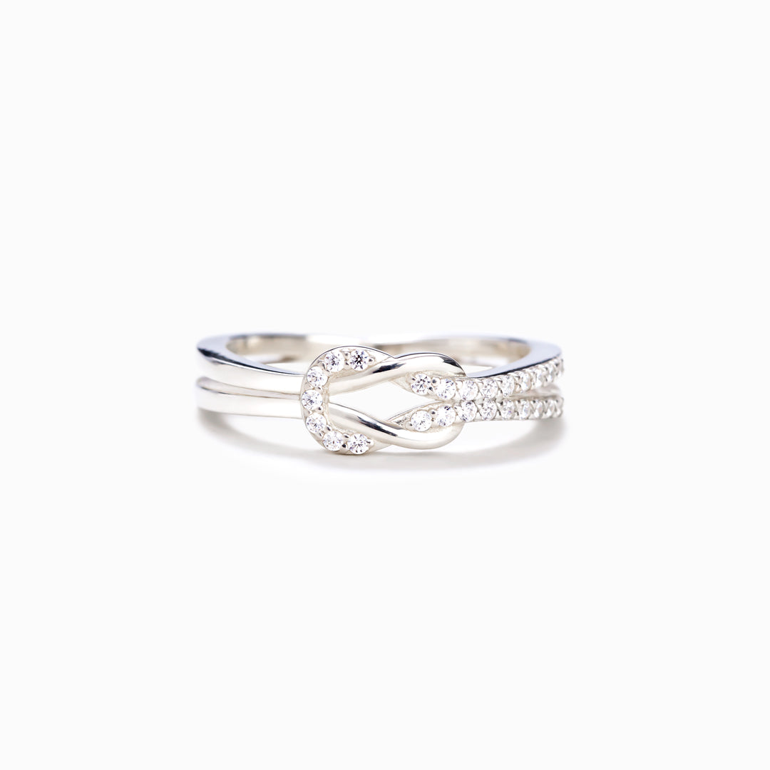 Mother & Daughter Love Knot Sterling Silver Ring