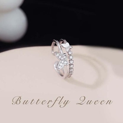 S925 Silver Vintage Baroque Butterfly Queen Ring