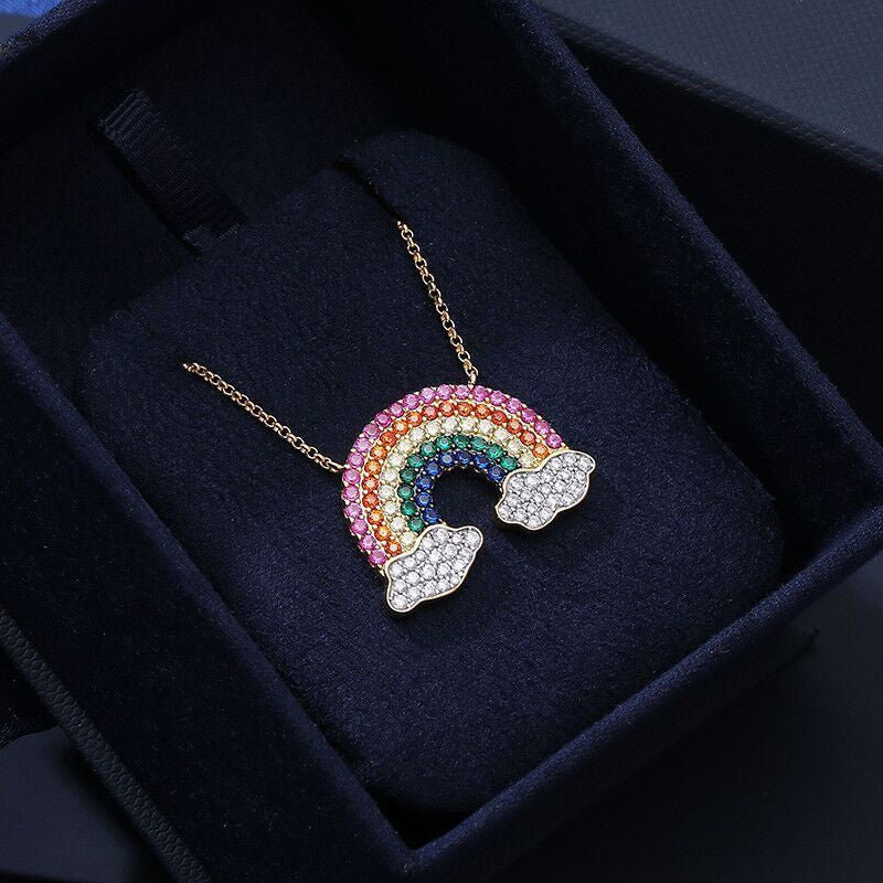 S925 rainbow necklace that brings luck