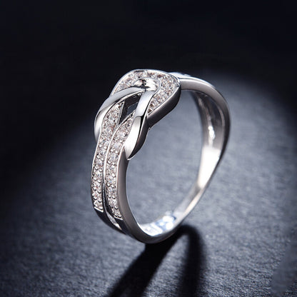 S925 Knot Design Zircon Ring