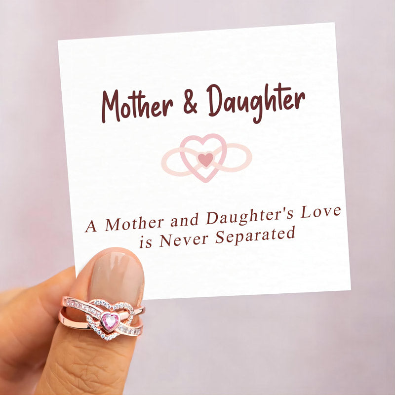 MOM & DAUGHTER INFINITY HEART WITHIN HEART RING