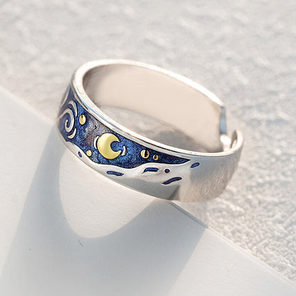 S925 Van gogh Fantasy Starry Ring