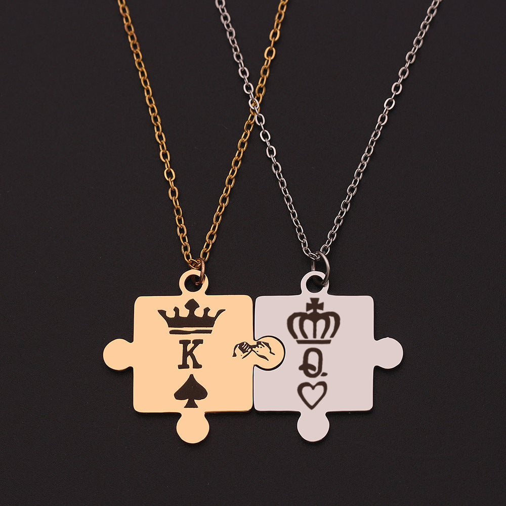 You Complete Me Crown Puzzle Necklace