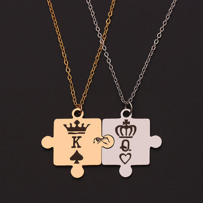 You Complete Me Crown Puzzle Necklace