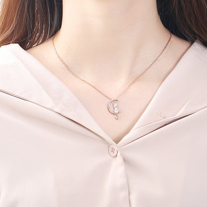 S925 Cat & Moon Necklace