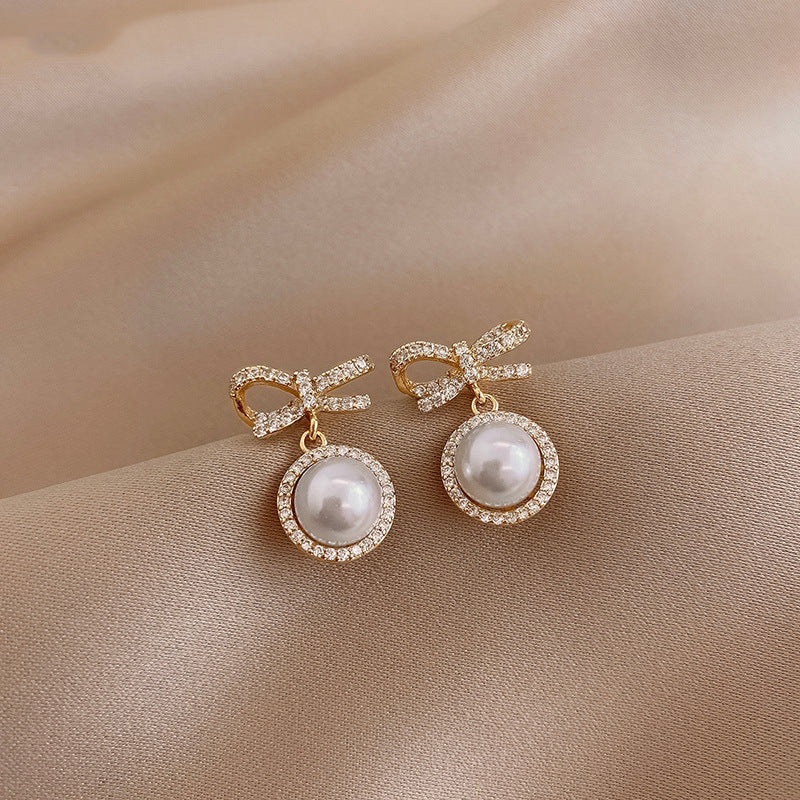 Pearl Bowknot Earrings