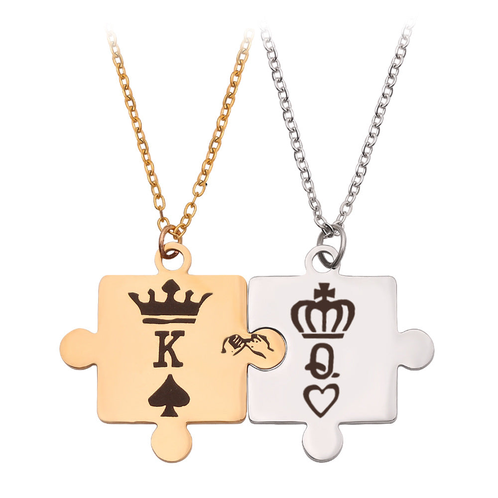 You Complete Me Crown Puzzle Necklace