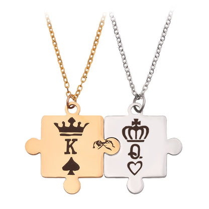 You Complete Me Crown Puzzle Necklace