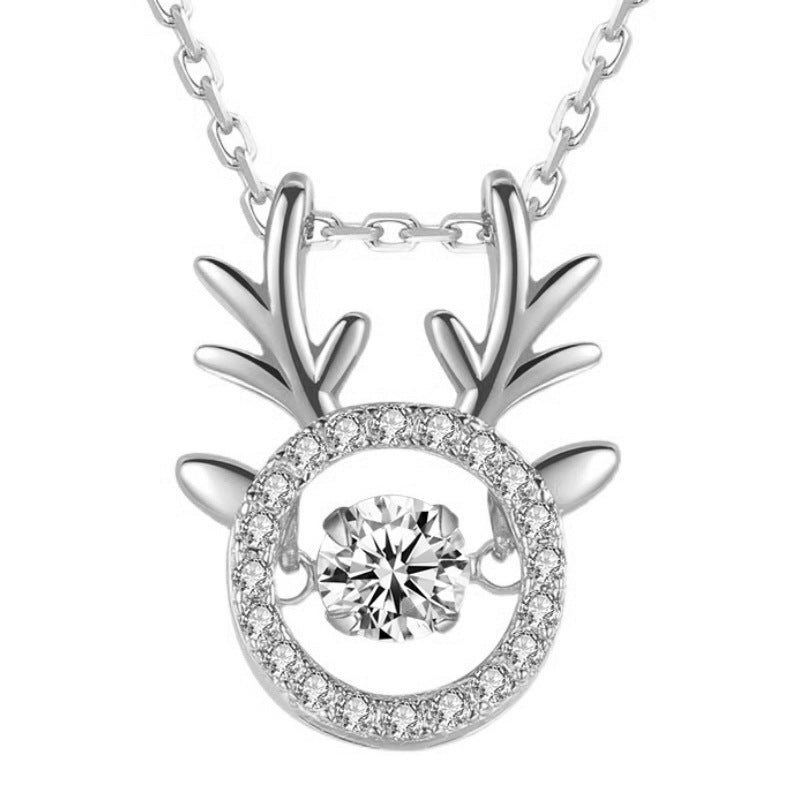 S925 Christmas Dance Elk Necklace